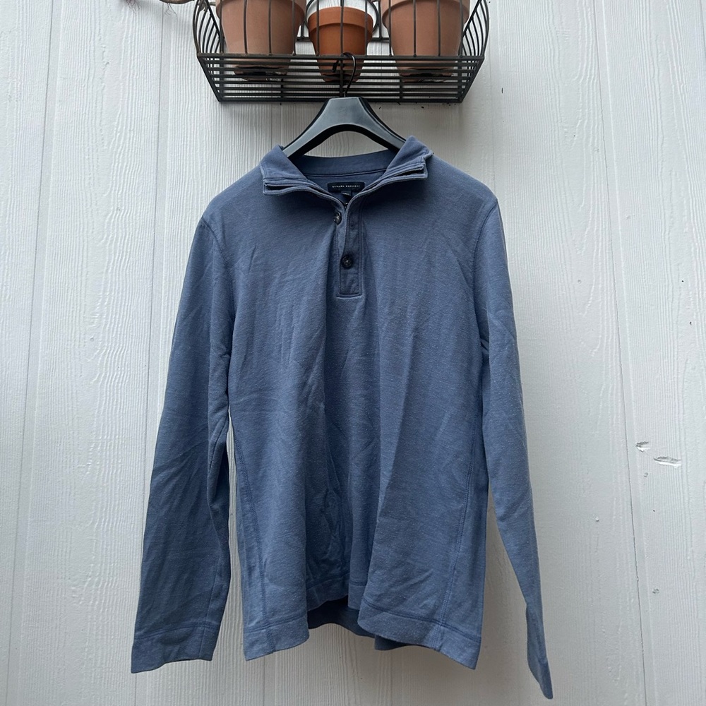 Banana Republic Slate Blue Zip-Up Pullover w/ Buttons